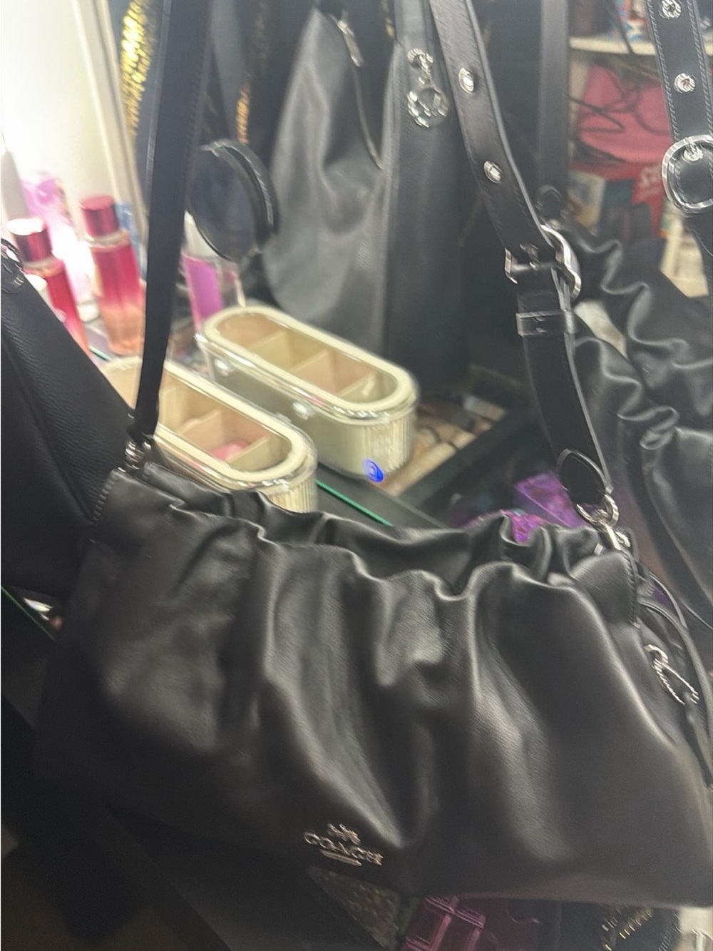 Coach Black Leather LARGE FAYE Shoulder Bag